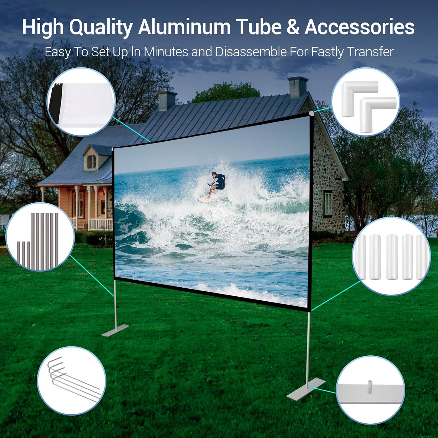 100 inch Portable Projector Screen with Stand and Carry Bag E292