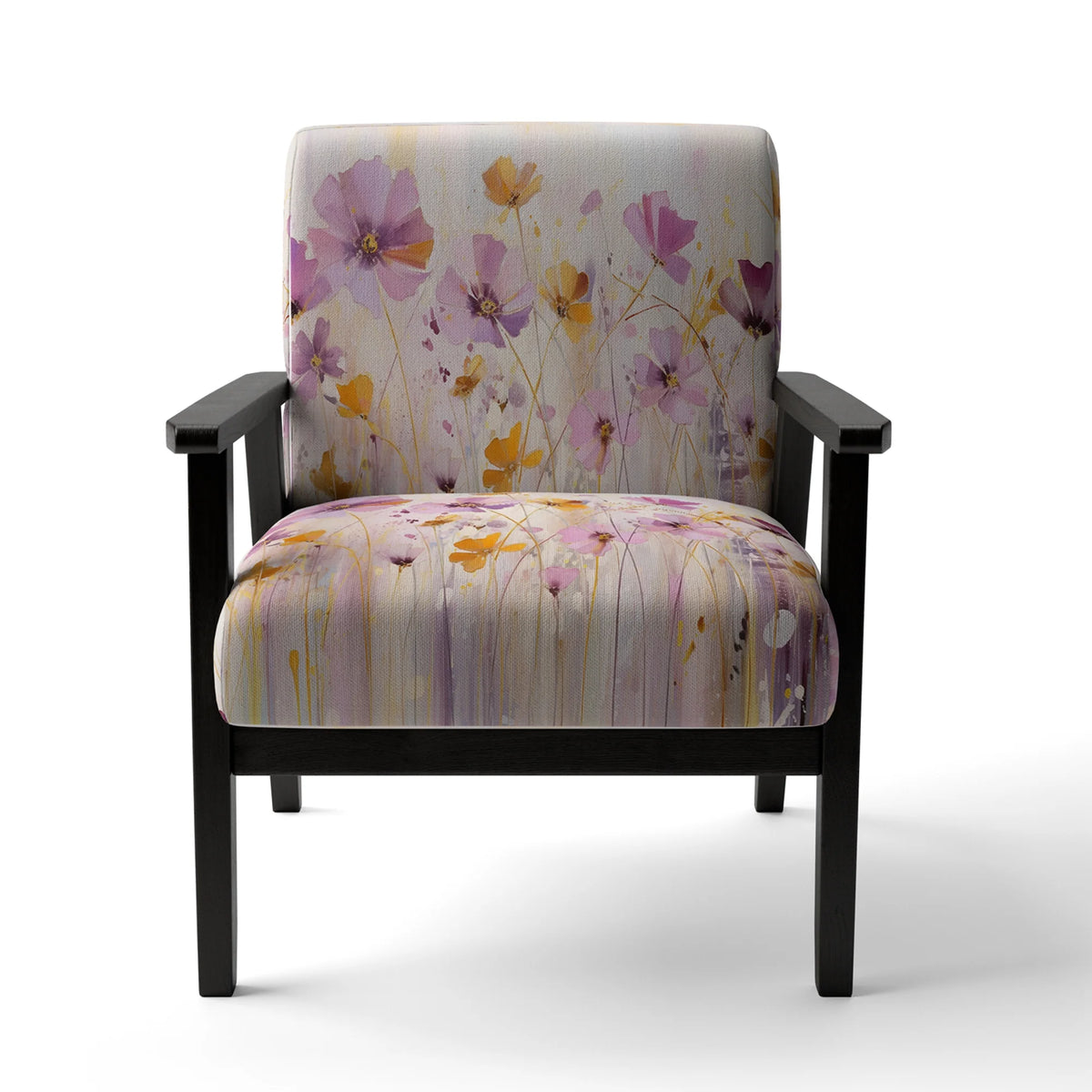 Pink Whimsical Wildflowers II Upholstered Accent Chair Q7359