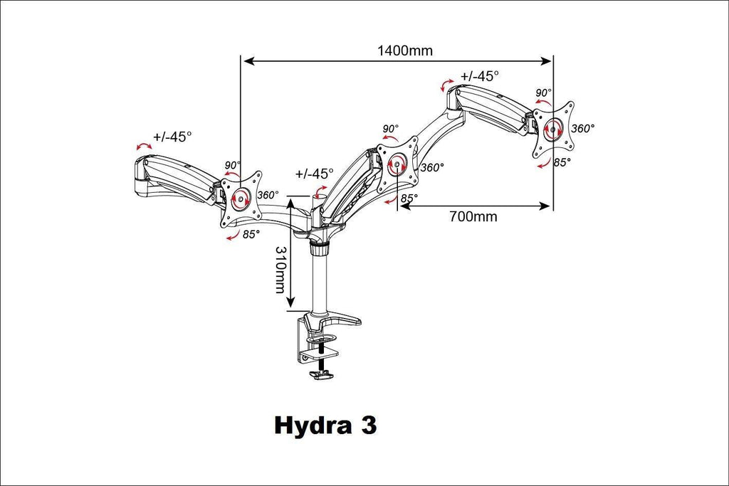 Triple Monitor Mount with Articulating Arms V5327