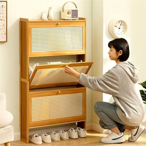 Bamboo Shoe Cabinet with Flip Drawers U7574