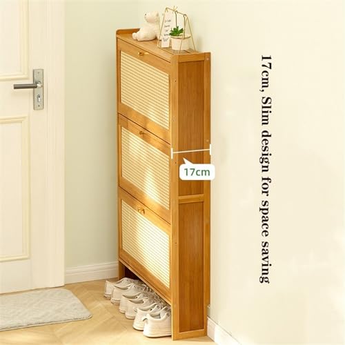 Bamboo Shoe Cabinet with Flip Drawers U7574
