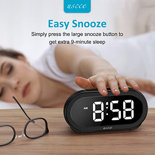 Small LED Digital Alarm Clock with Snooze, USB Charger O9933