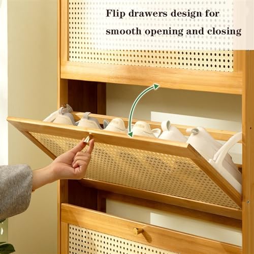 Bamboo Shoe Cabinet with Flip Drawers U7574