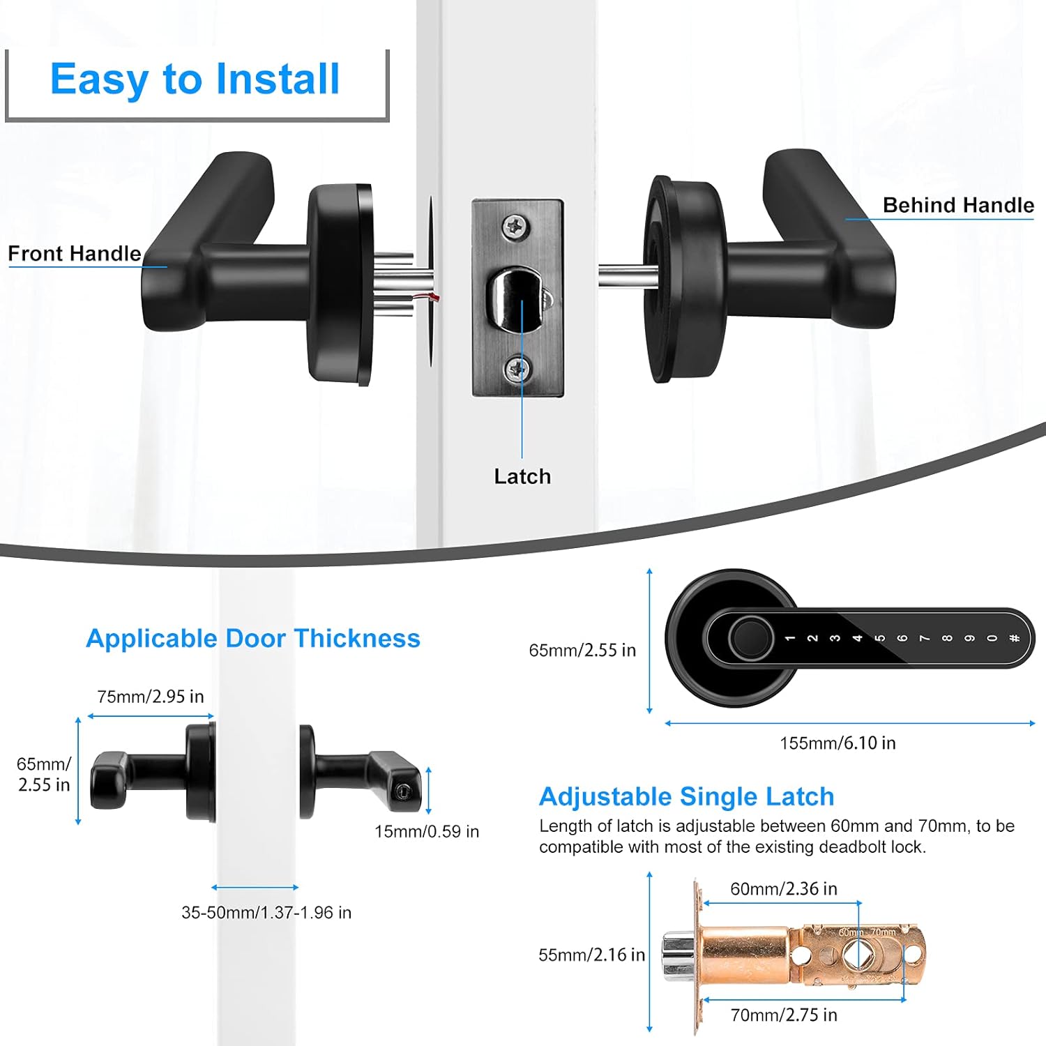 Smart Lever Door Lock with Handle Q947746