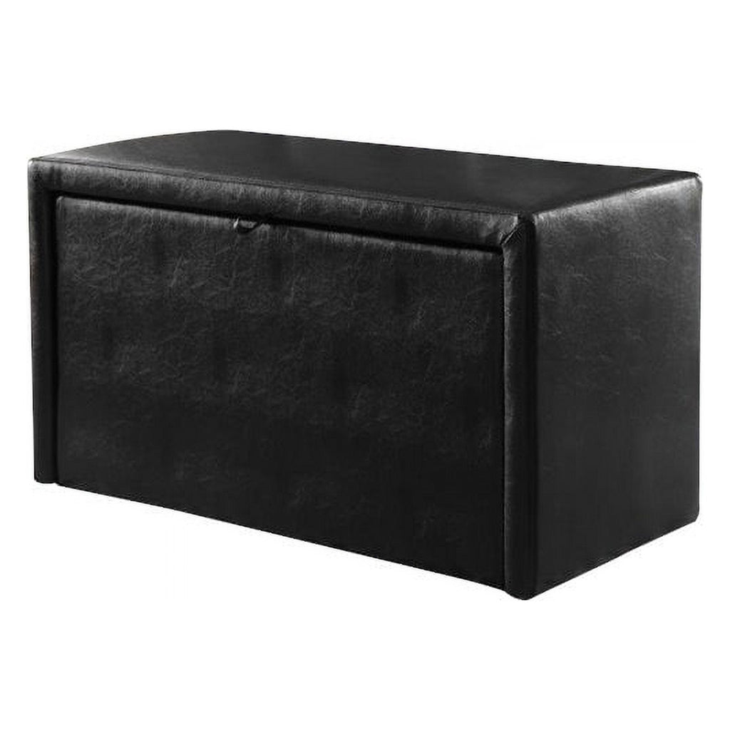 Faux Leather Bench and Ottoman Set in Dark Brown C464