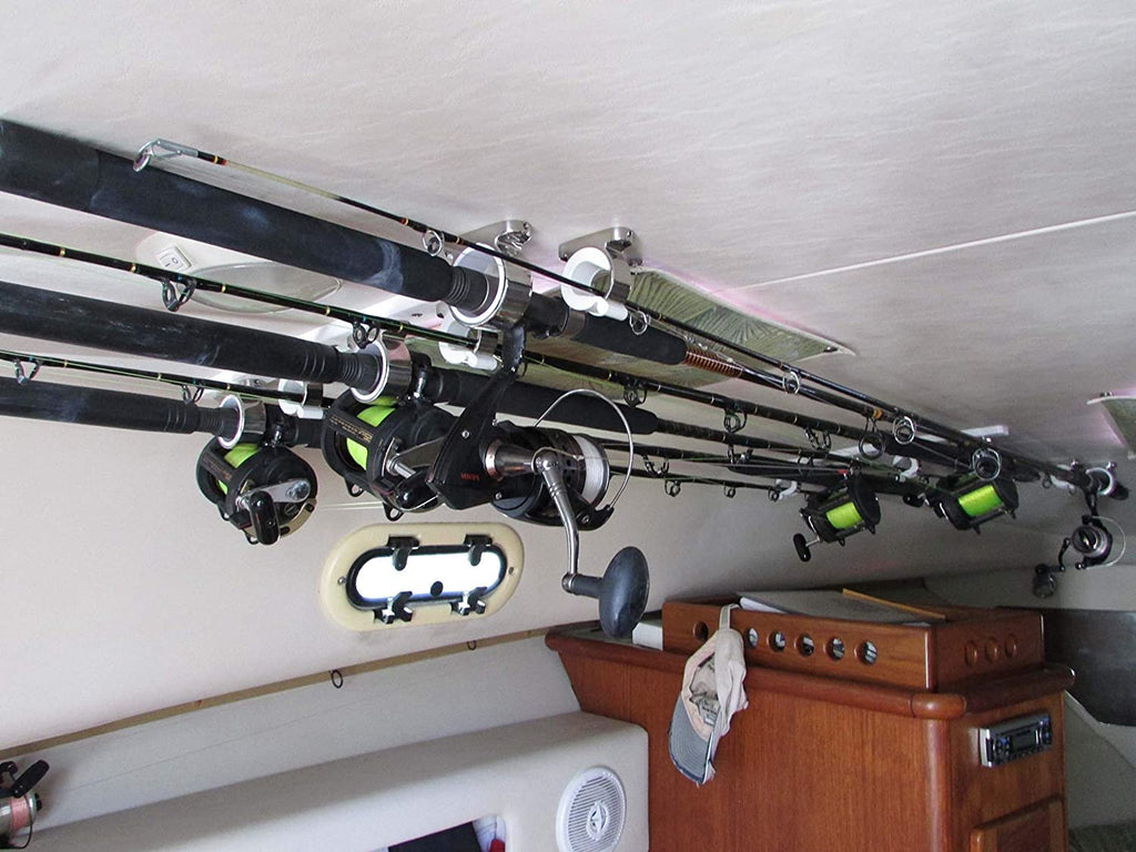 White POM Base Four Sets 316 Stainless Steel Fishing Rod Storage Rack W83660