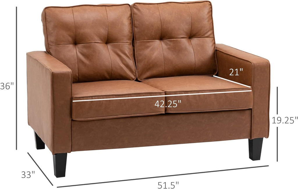 Brown 2-Seater PU Leather Loveseat D406663