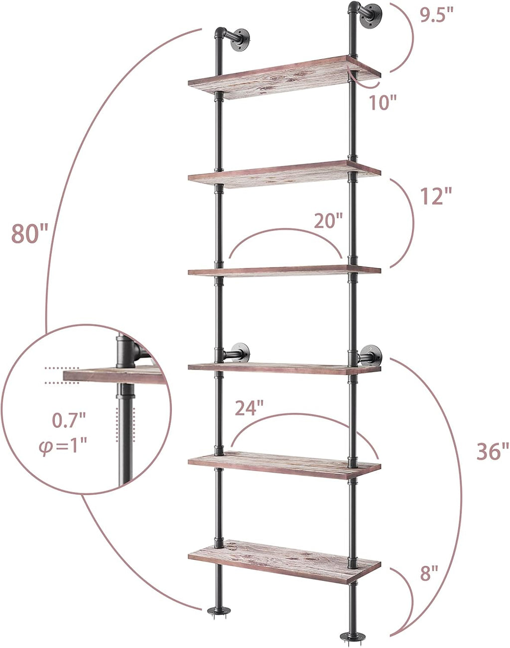 6 Tier Solid Wood Ladder Shelf Q9582