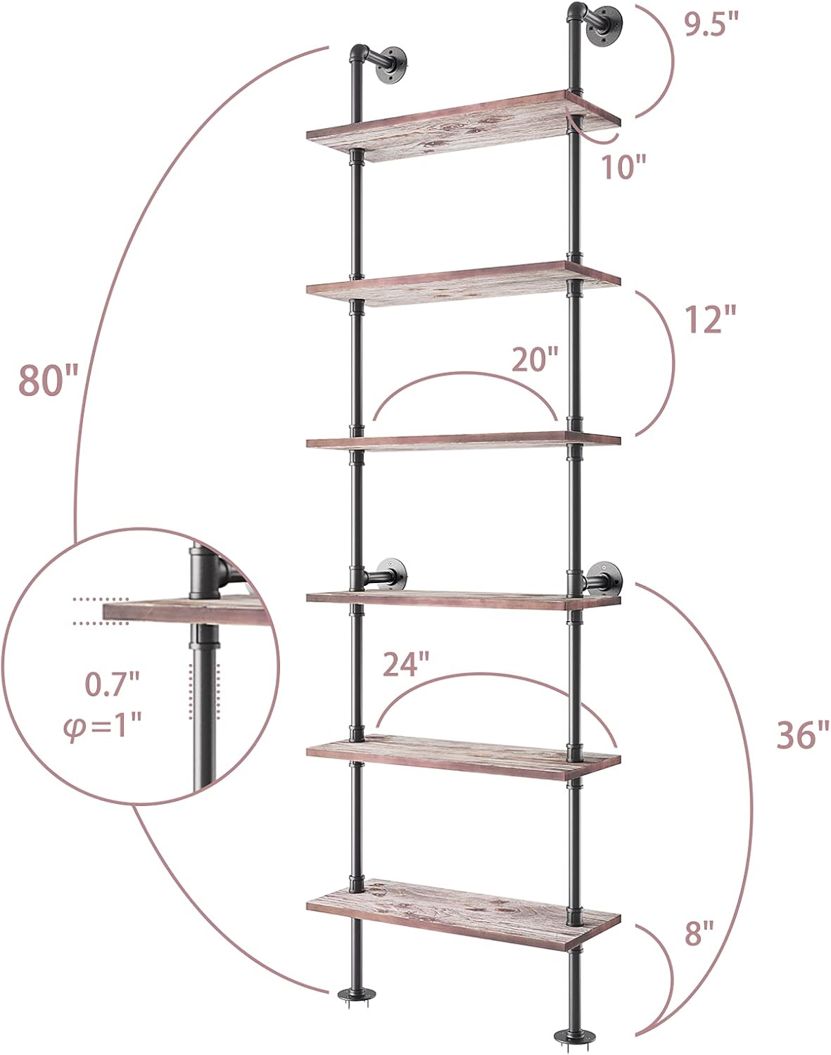 6 Tier Solid Wood Ladder Shelf Q9582