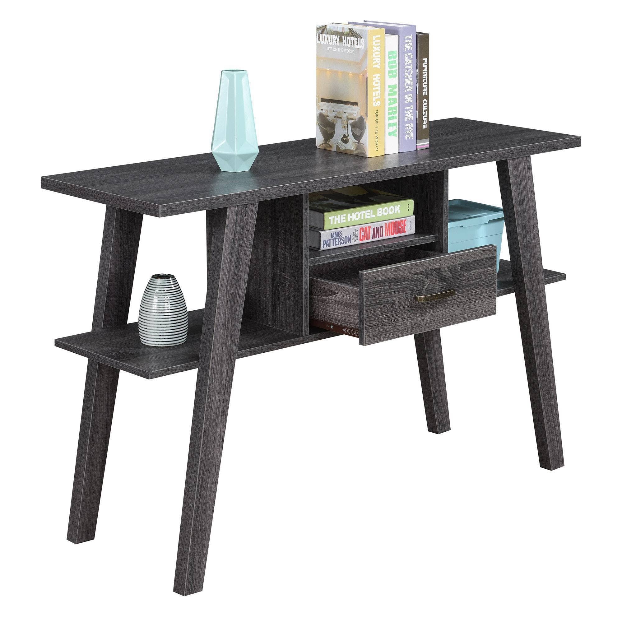 Console Table with Drawer Weathered Gray V116088