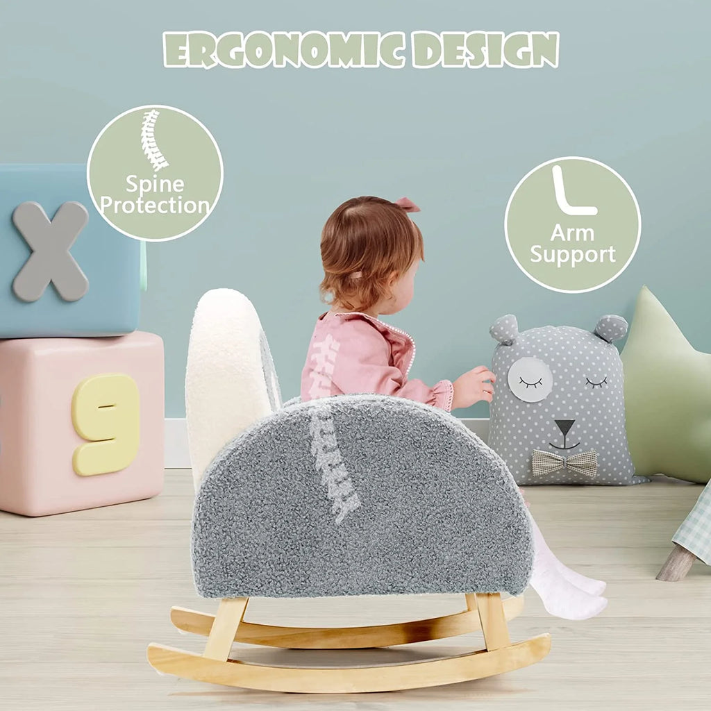 Grey Toddler Rocking Chair with Solid Wooden Frame R398