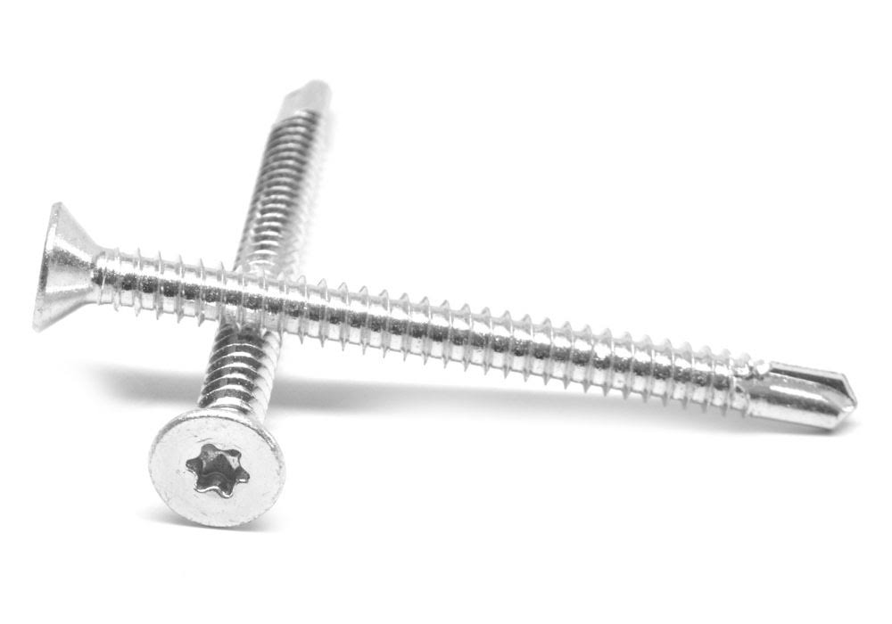 1/4-14 x 3/4 Self Drilling Screw 6 Lobe Flat Head #3 Point Stainless Steel 18-8 K457