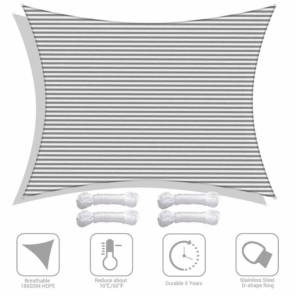 Gray White Rectangle Sun Shade Canopy 20ftx23ft M54857