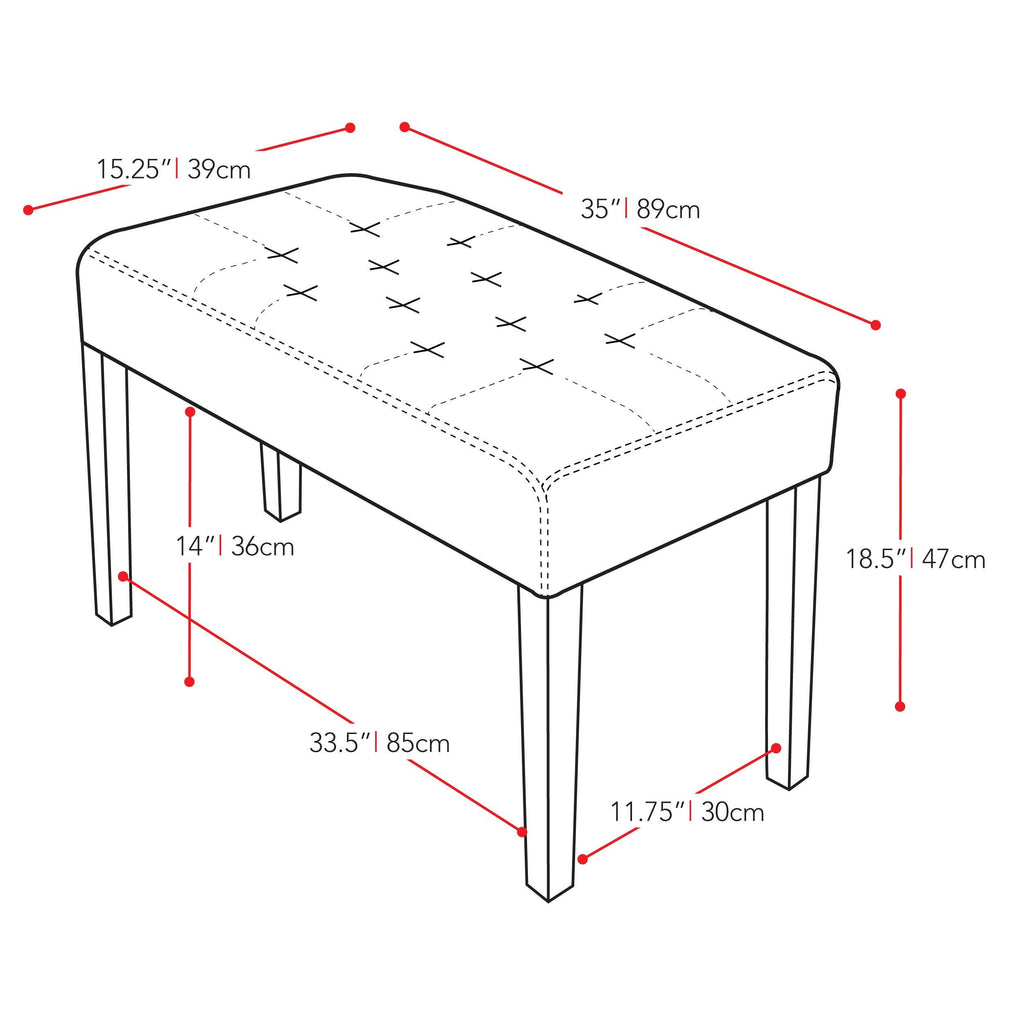 Red Leatherette Bench S17281