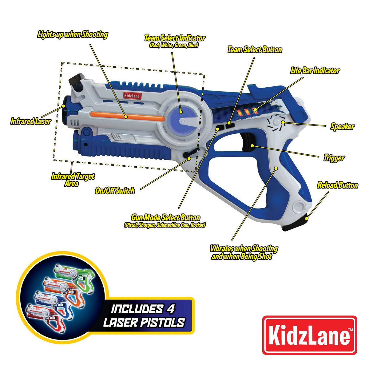 Set of 4 Infrared Laser Tag Game F6859