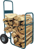 Gray Green Heavy Duty Steel Firewood Cart with 2 Pneumatic Wheels Y606121