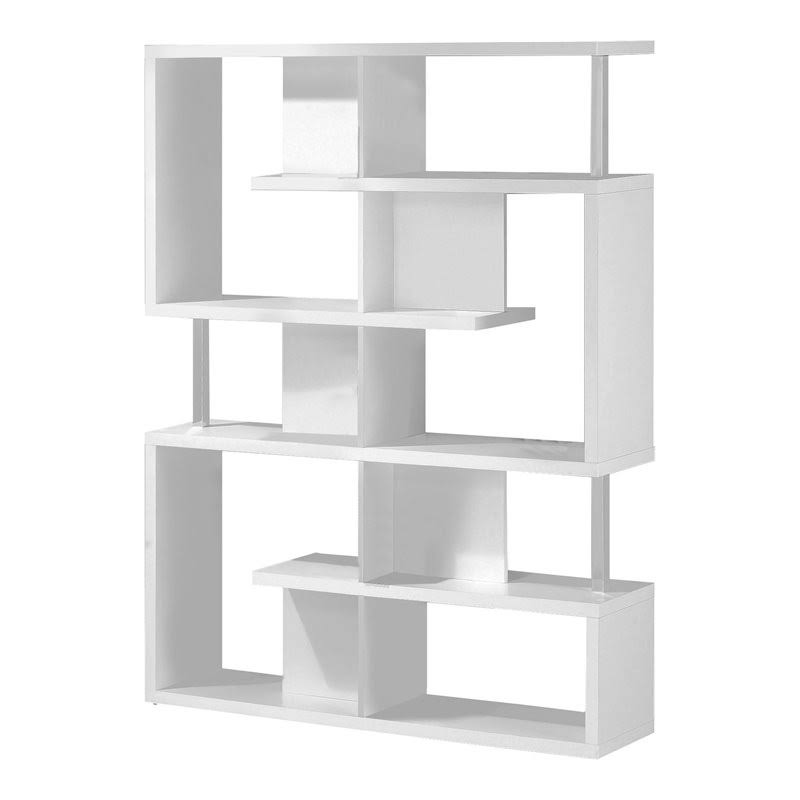 White Bookcase with Chrome Support Beams N481