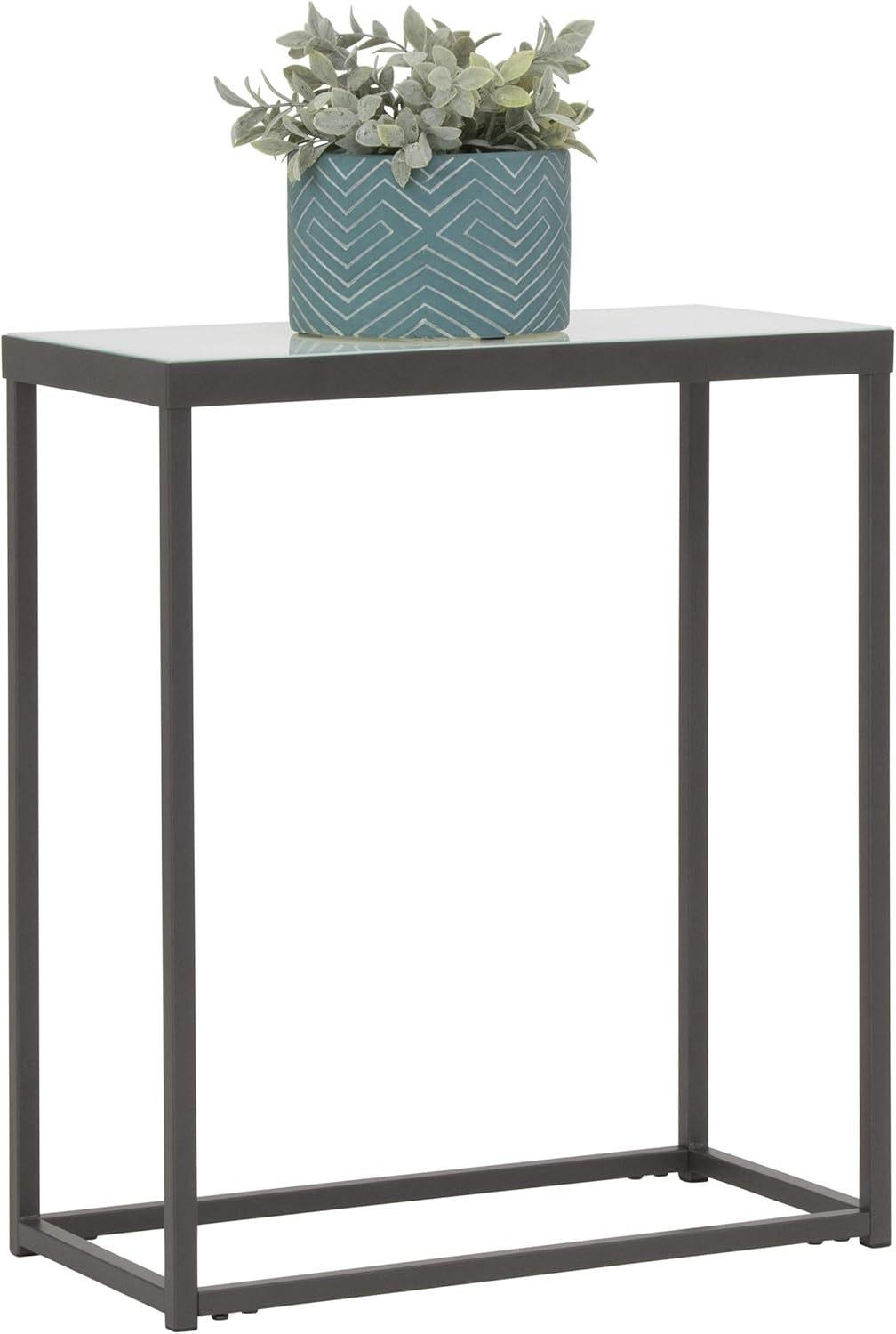 Pewter End Table with Clear Glass C997