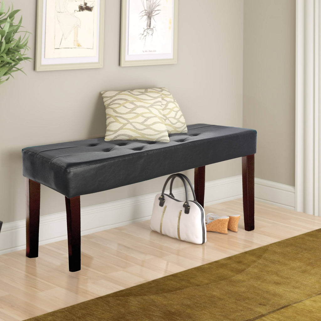 Red Leatherette Bench S17281