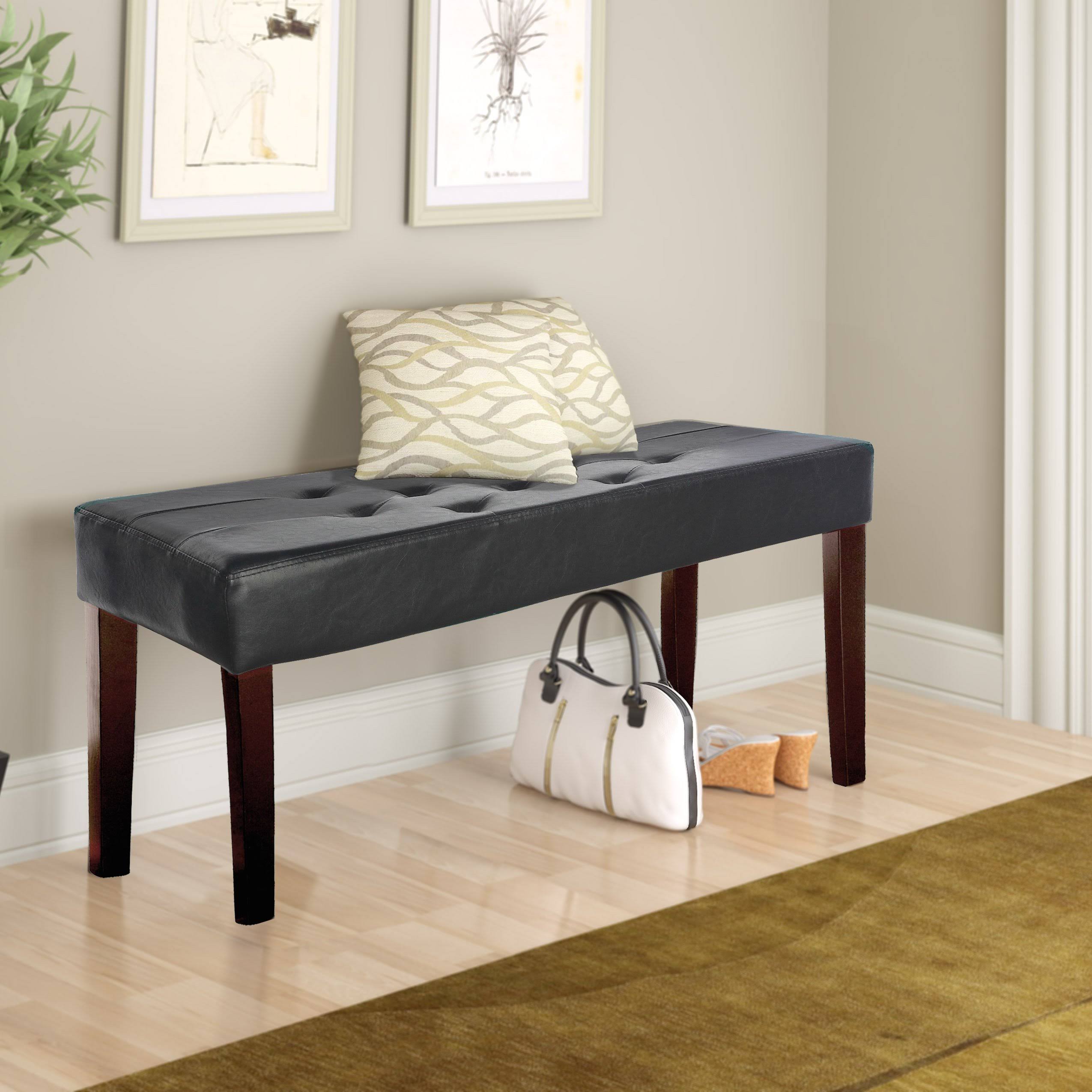 Red Leatherette Bench S17281