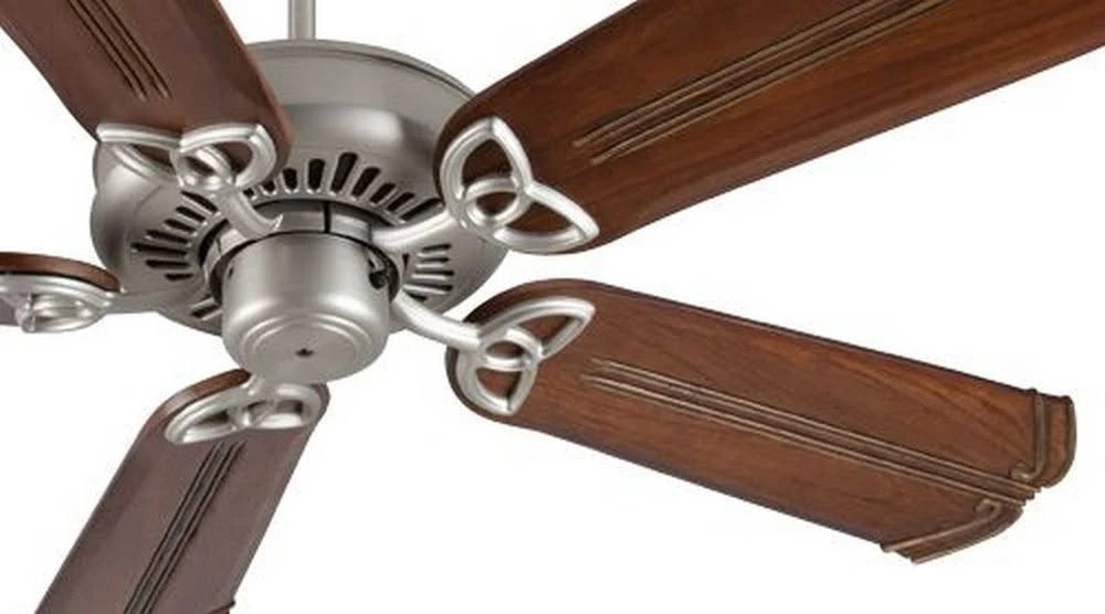 Brushed Satin Nickel Ceiling Fan with Chamberlain Oak and Aged Bronze Accents Y917