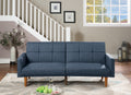 Navy Polyfiber Convertible Sofa Bed with Wooden Legs D99589