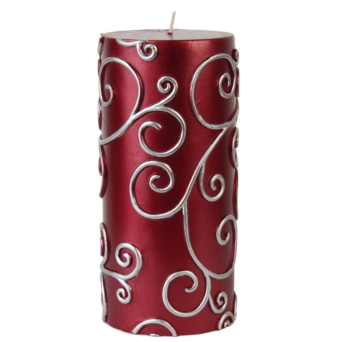 Blue Scroll Pillar Candle D989076