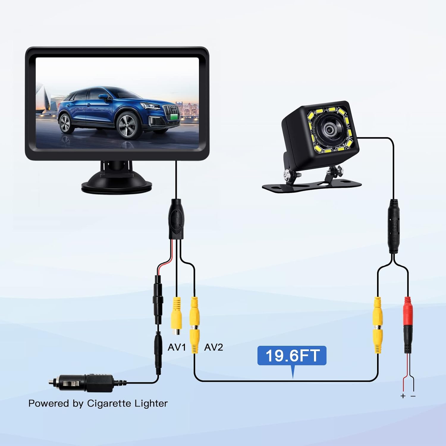 7 Inch Monitor Kit HD 1080P IP69 Waterproof Rear View Camera with 12 LED, Pack of 2 I6684