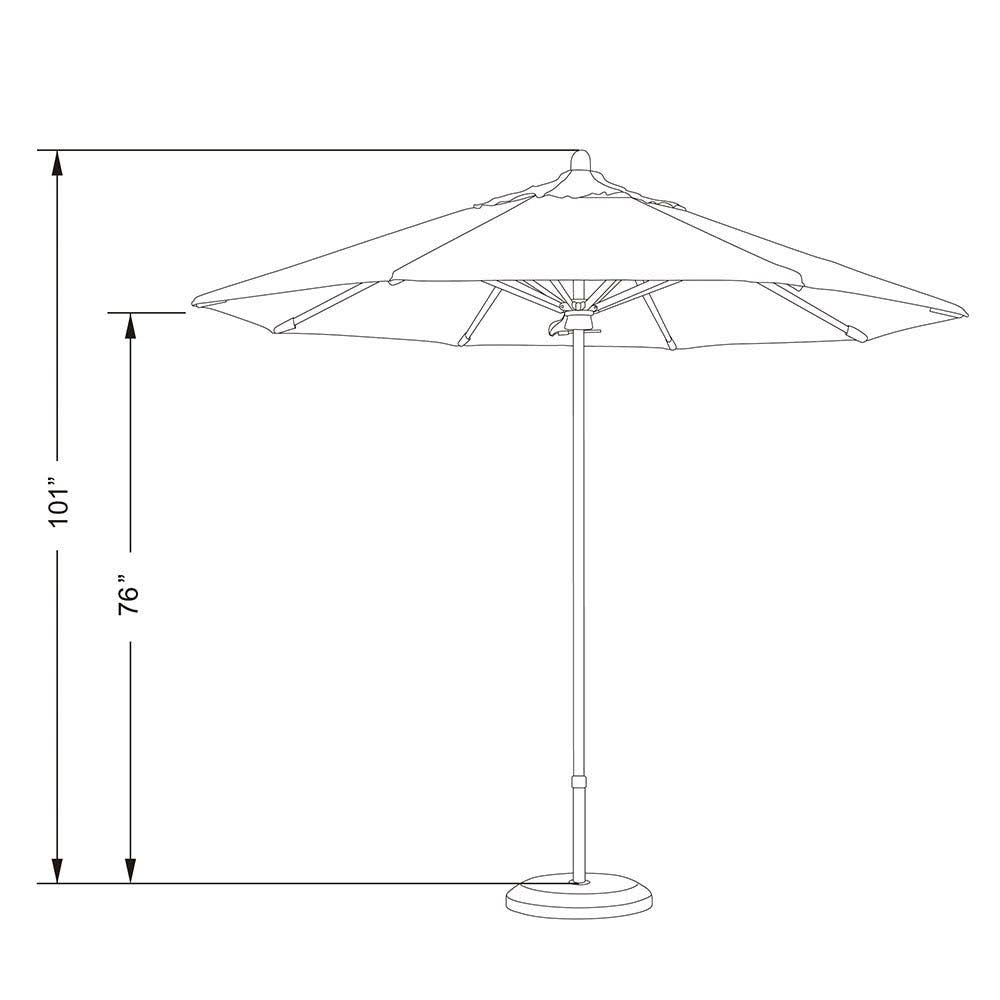 Forest Red Oak Fiberglass Pole Market Umbrella with Pulley Lift D1883