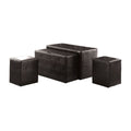 Faux Leather Bench and Ottoman Set in Dark Brown C464
