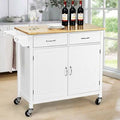 White Rolling Kitchen Cart with Wooden Top Y2559
