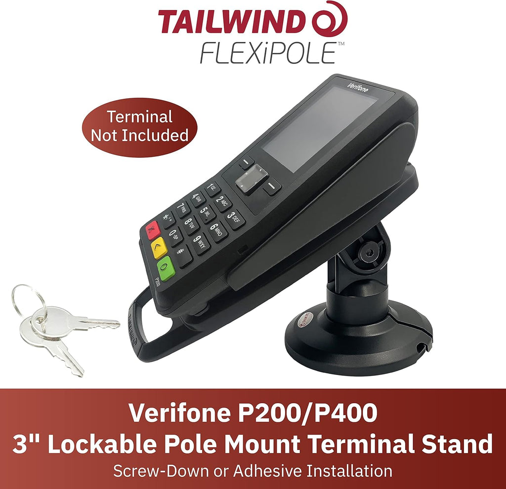 Black Compact Pole Mount Terminal Stand I872266