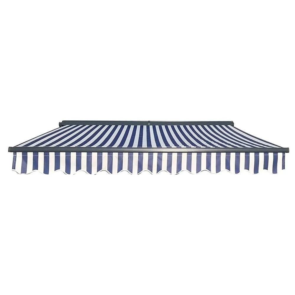 13 x 10 ft. Motorized Retractable Patio Deck Awning Blue & White B549387