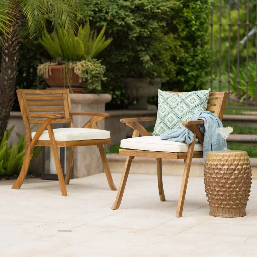 Gray Acacia Wood Arm Chair - 2 count V58877