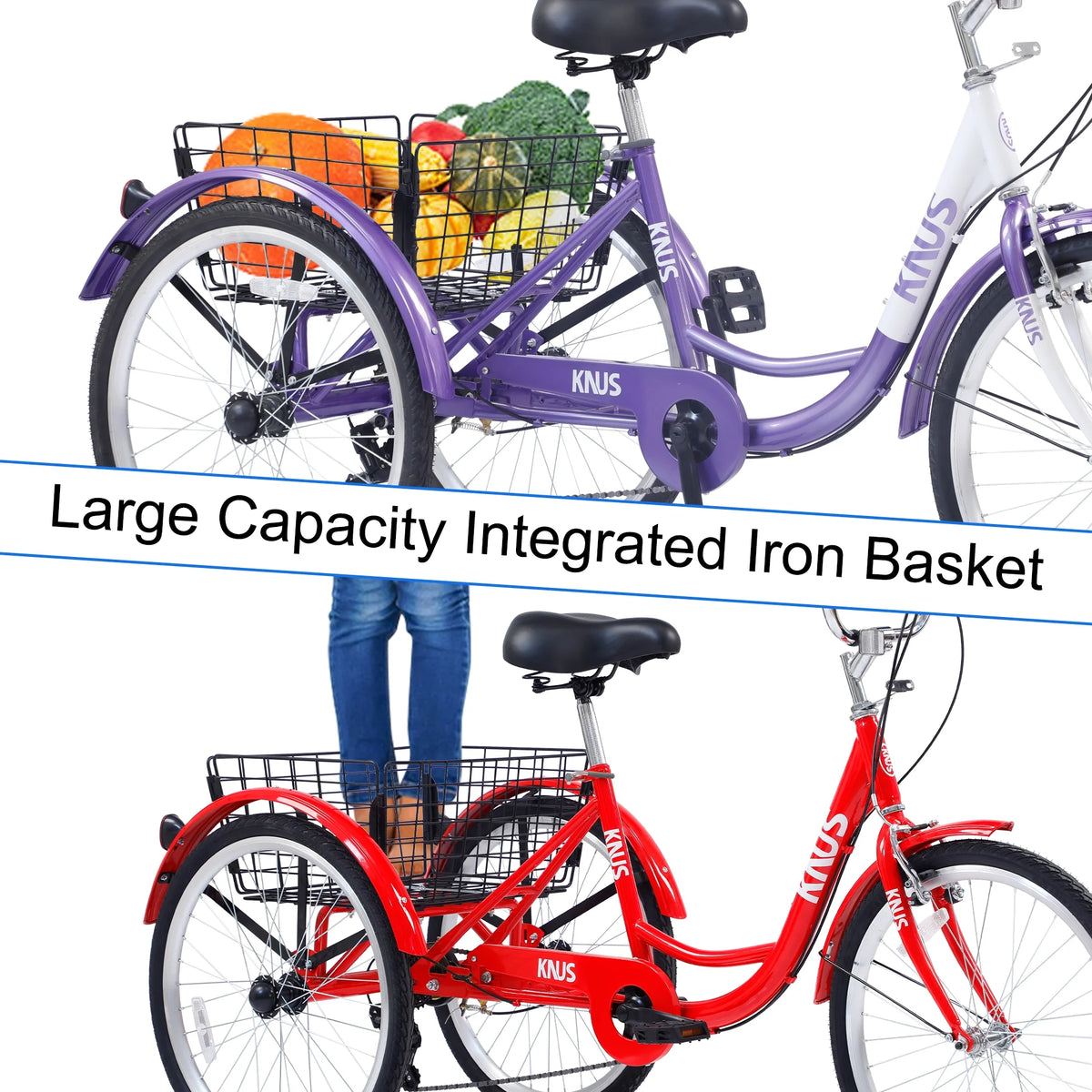 26 inch Single Speed Three Wheel Cruiser Bike with Large Basket K3318