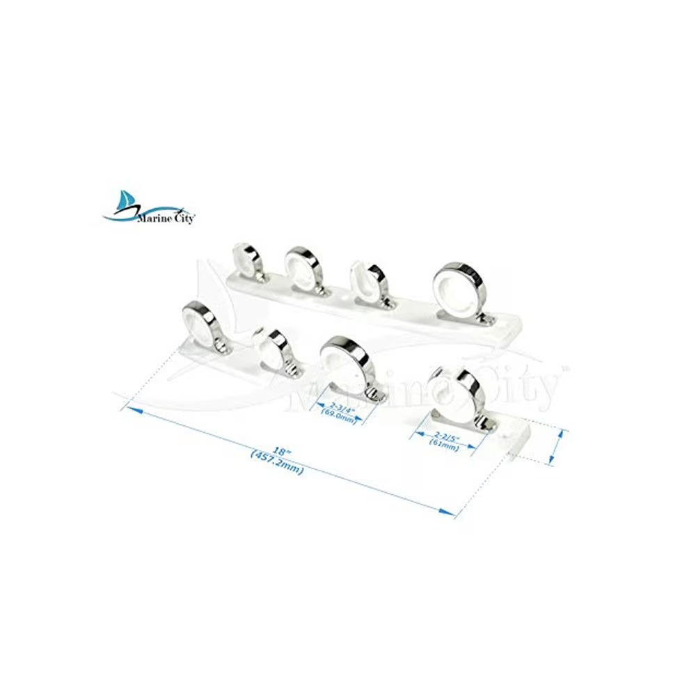 White POM Base Four Sets 316 Stainless Steel Fishing Rod Storage Rack W83660