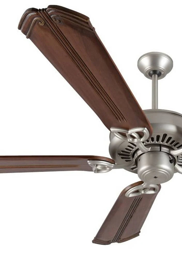Brushed Satin Nickel Ceiling Fan with Chamberlain Oak and Aged Bronze Accents Y917