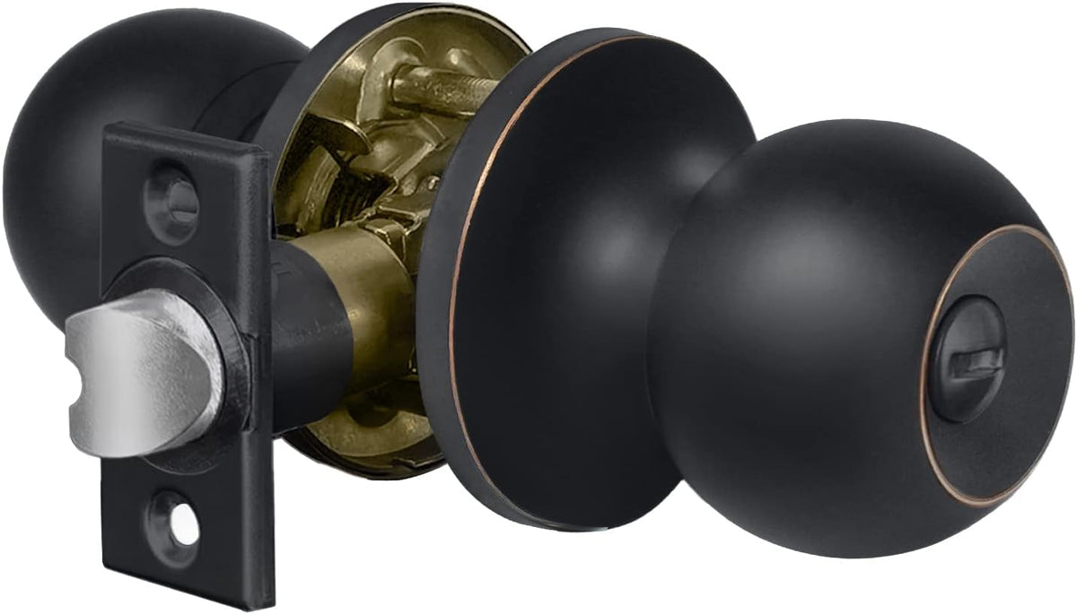 Oil Rubbed Bronze Privacy Door Knob Set, Round Ball Door Knob, All Metal G642271