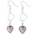 Purple Murano Glass Wedding Heart Earrings V370