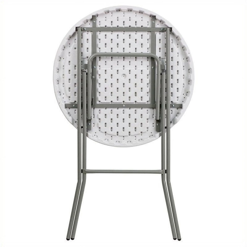 Round Granite Bar Height Folding Table in White S741