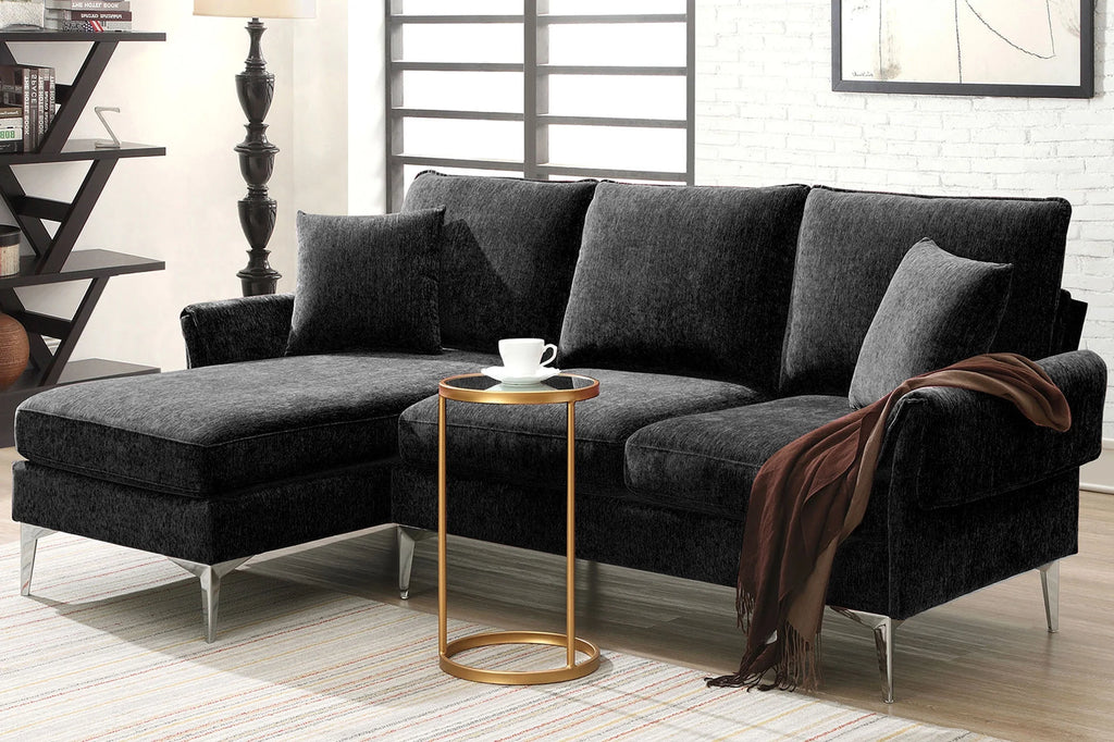 84" Chenille L-Shaped Convertible Sectional Sofa with Reversible Chaise Lounge Y525393