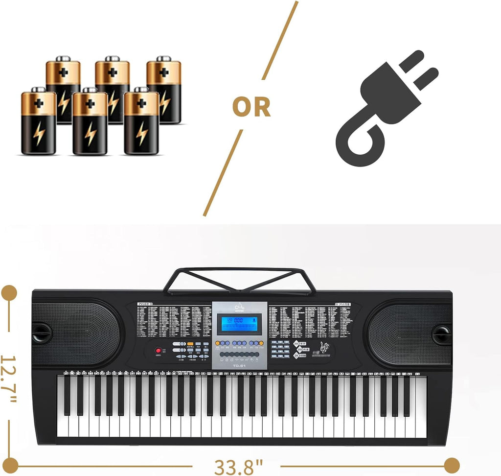 61 Key Keyboard Piano with LCD Display, 255 Sounds, Microphone, 3.5mm Audio Cable, 24 Demo Songs G50981