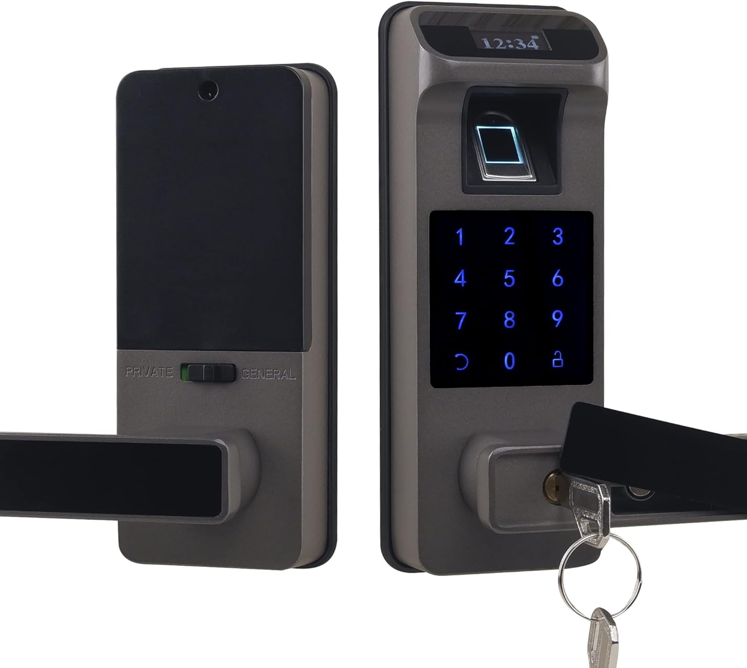 Fingerprint Door Lock with Touchscreen and OLED Display, Keypad, Satin Nickel Q346