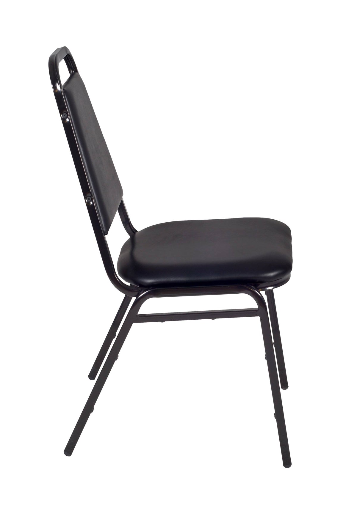 30x22 Round Breakroom Table Grey and 4 Restaurant Stack Chairs Black X48136