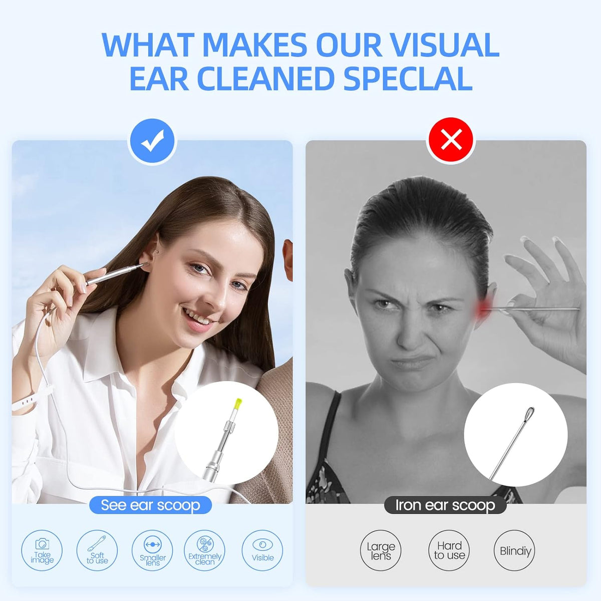 1080P HD Ear Camera Otoscope with IPS Screen, 32G Card, Pack of 2 Q145