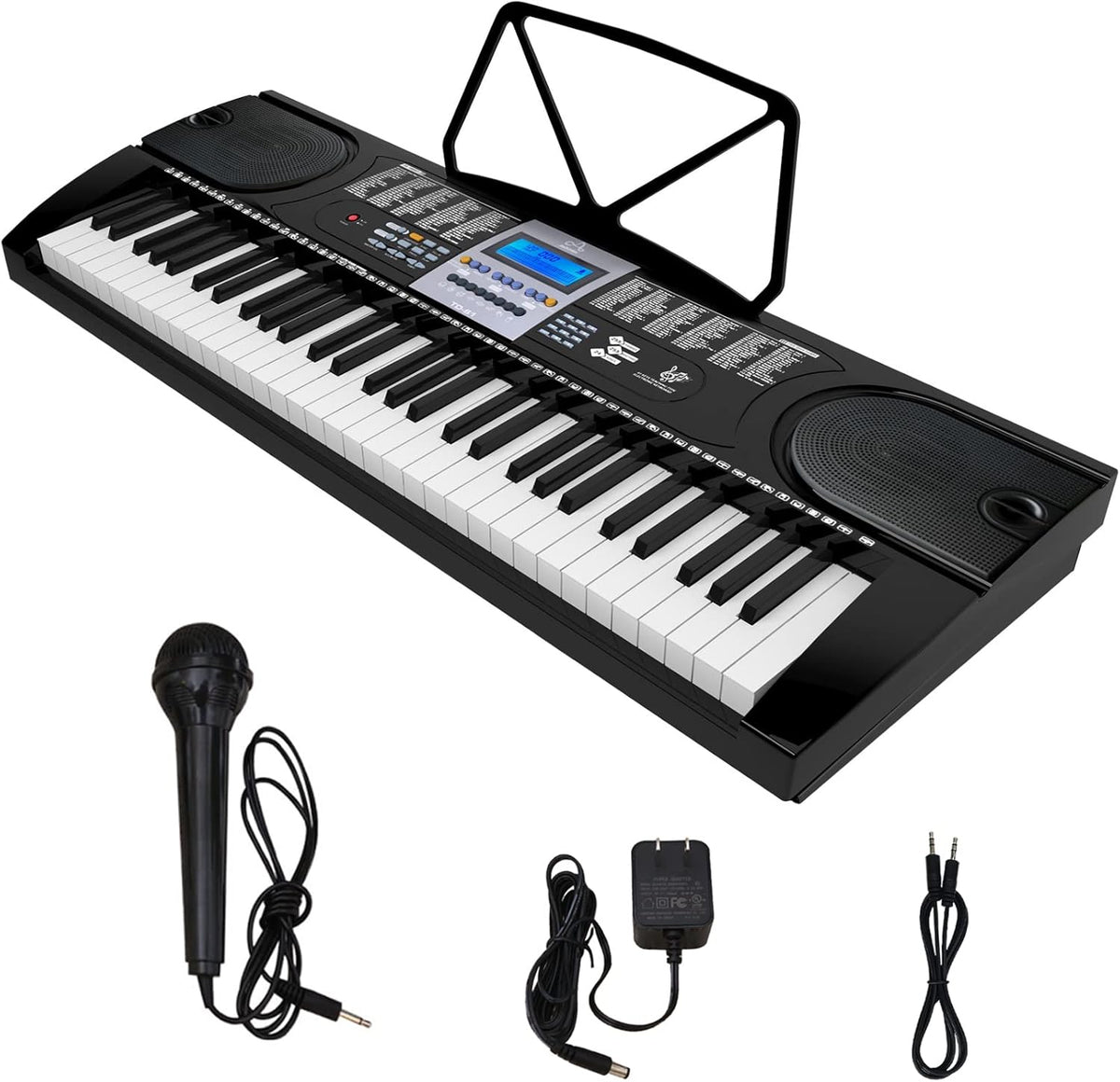 61 Key Keyboard Piano with LCD Display, 255 Sounds, Microphone, 3.5mm Audio Cable, 24 Demo Songs G50981