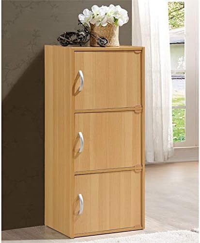 3 Shelf 3 Door Bookcase in Beech P1101