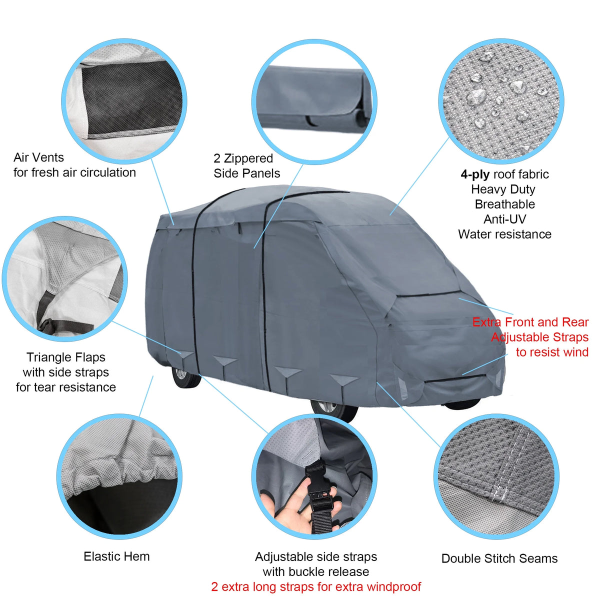 Class B RV Cover 4 Layers Heavy Duty Water-Resistance J7664