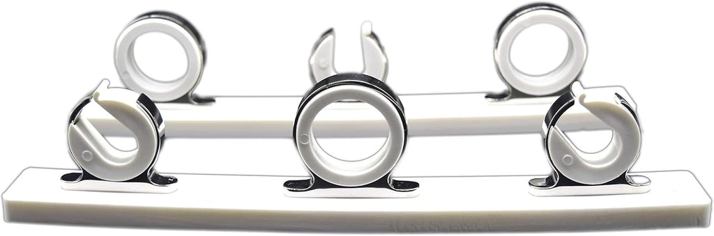 3-Rod Reel White Poly Board 316 Stainless Steel Fishing Rod Storage Hanger Rack K8317