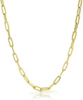925 Sterling Silver Yellow Gold Plated Cable Link Necklace E5133